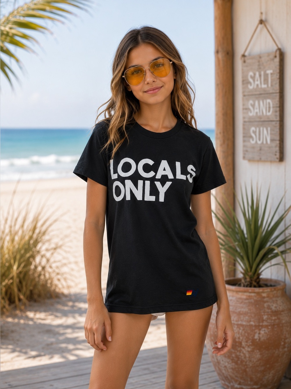 AVIATOR NATION LOCALS ONLY TEE - CHARCOAL SIZE 12